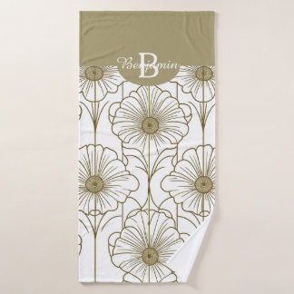 De Banho Toalha Floral Dourada