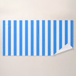 De Banho Toalha Listrada Elegante Branca e Azul Vibrante
