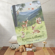 Cobertor Animais da Floresta Bebês Meninos DOB
