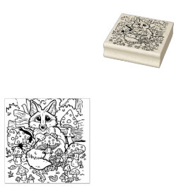 De Borracha Bebê Raposa com Cogumelos Carimbo