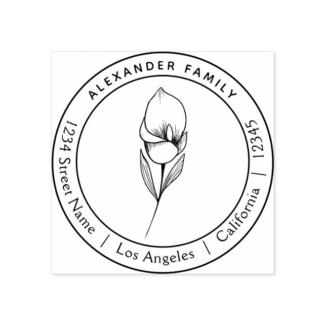 De Borracha Boho floral desenhado Lily carimbo personalizado (Impressão)