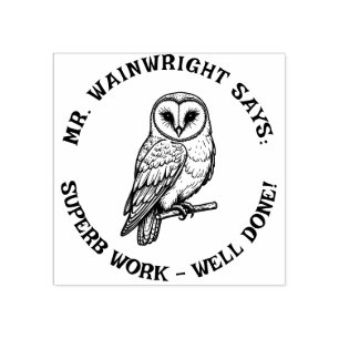 De Borracha Carimbo do Professor Personalizado Barn Owl - "Tra