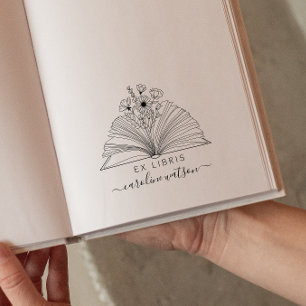 De Borracha Carimbo Floral Ex libris Carimbo