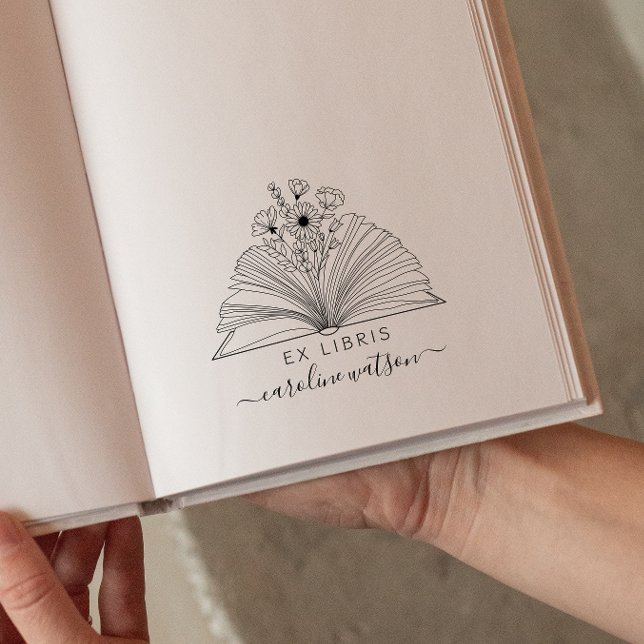 De Borracha Carimbo Floral Ex libris Carimbo (Criador carregado)