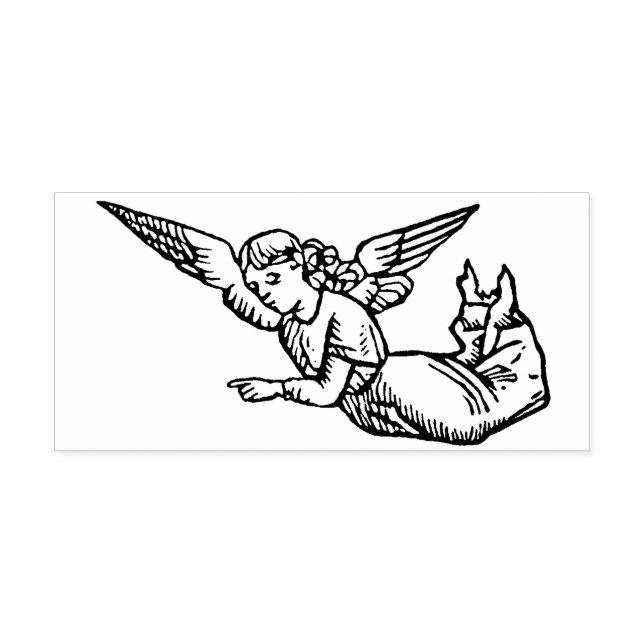 De Borracha Carimbo natal vintage Angel Woodcut (Impressão)