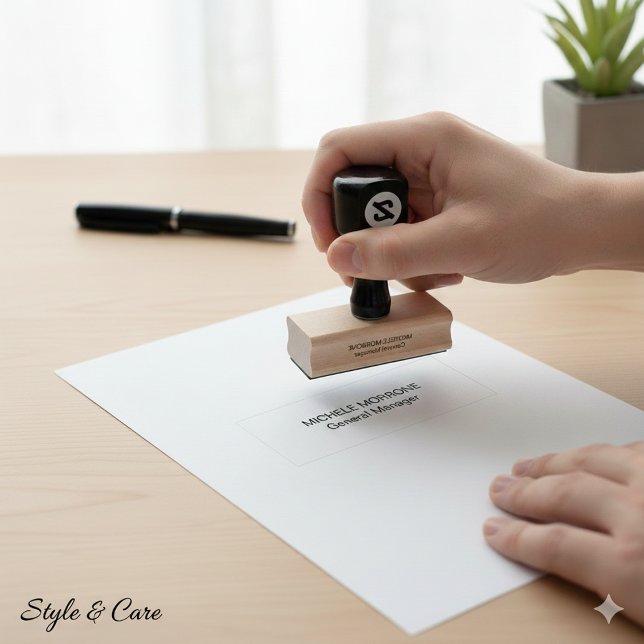 De Borracha Carimbo profissional com nome personalizado e info (Professional Stamp with Custom Name and Role Info)