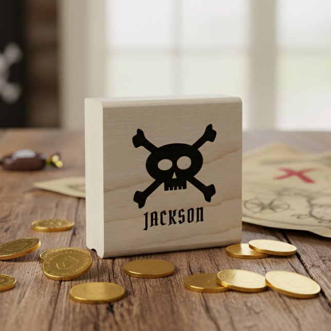 De Borracha Crânio e Crossbones Nome Pirata Carimbo (Yarr! A skull and crossbones stamp for stampin' yer pirates)
