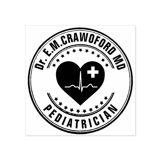 De Borracha Doutor Carimbo Carimbo ECG Cardíaco com o Seu Nome (Impressão)