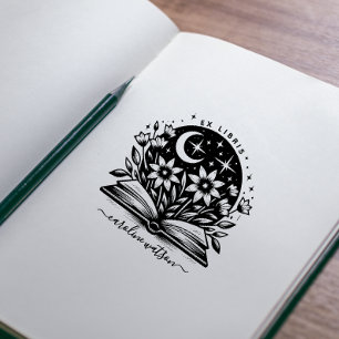 De Borracha Fantasy Floral Book Ex libris Carimbo