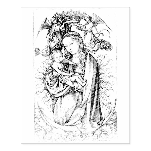 De Borracha Madonna coroada por dois Carimbo Angels (Impressão)