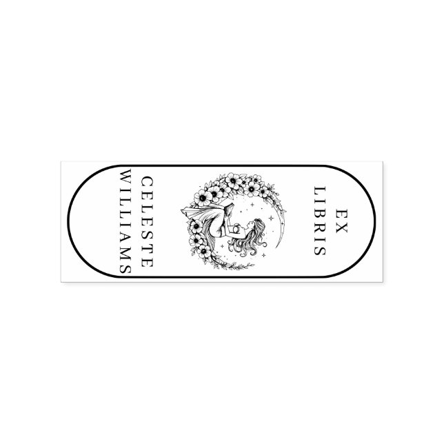 De Borracha Moon Goddese Flor Lua Ex Libris Carimbo (Impressão)