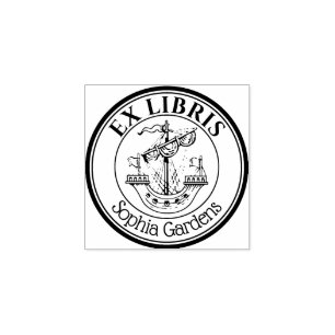 De Borracha Round Ex Libris Lymphad Motif - Carimbo