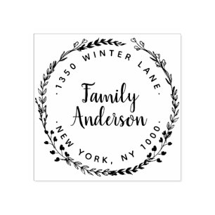 De Borracha Wreath Return Address - Carimbo