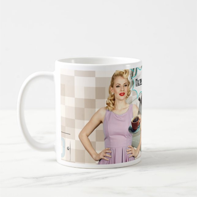 De Café 1950 caneca temática/nostalgia/carro/café/rapariga (Esquerda)