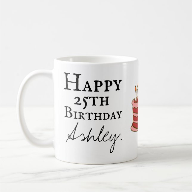 De Café 25a caneca personalizada do aniversário (Esquerda)