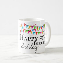 25a caneca personalizada do aniversário