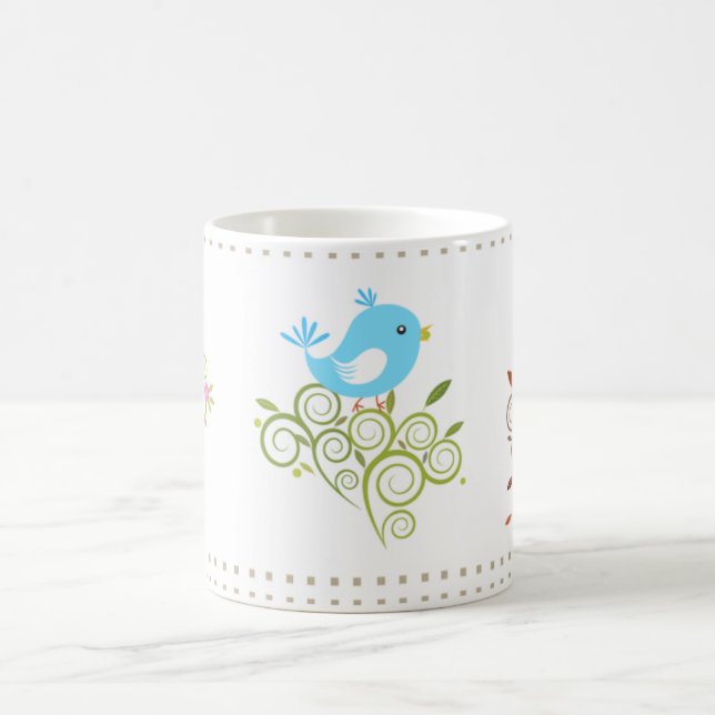 De Café 3 pássaros felizes na caneca das estações (Centro)