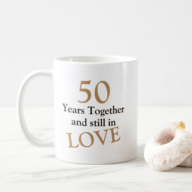 De Café 50 junto anos customizáveis da caneca do (Com Donut)