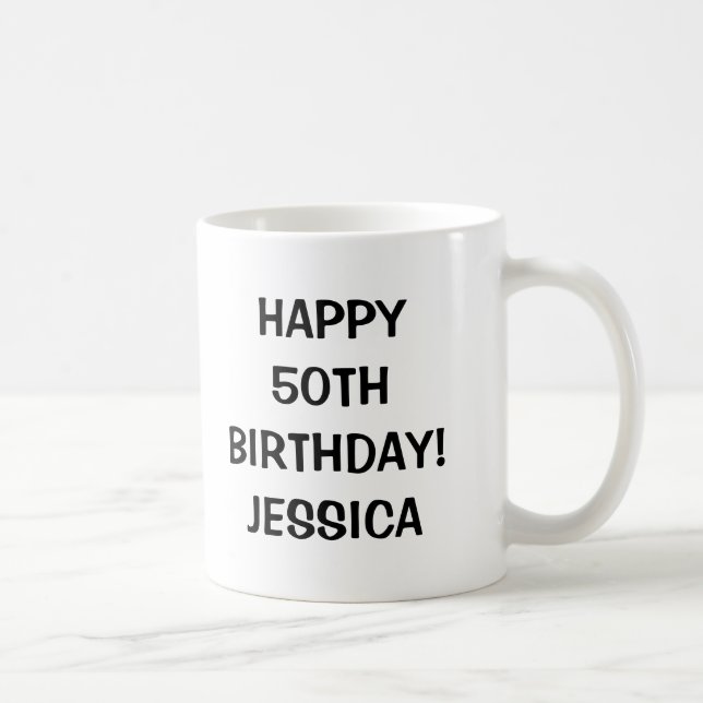 De Café 50th ano feliz da idade da caneca | Personalizable (Direita)