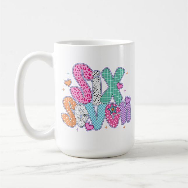 De Café 67 Meme caneca | Caneca engraçada Six Seven  (Esquerda)