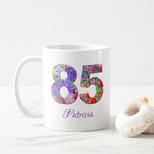 De Café 85.o aniversário caneca floral 80 anos caneca