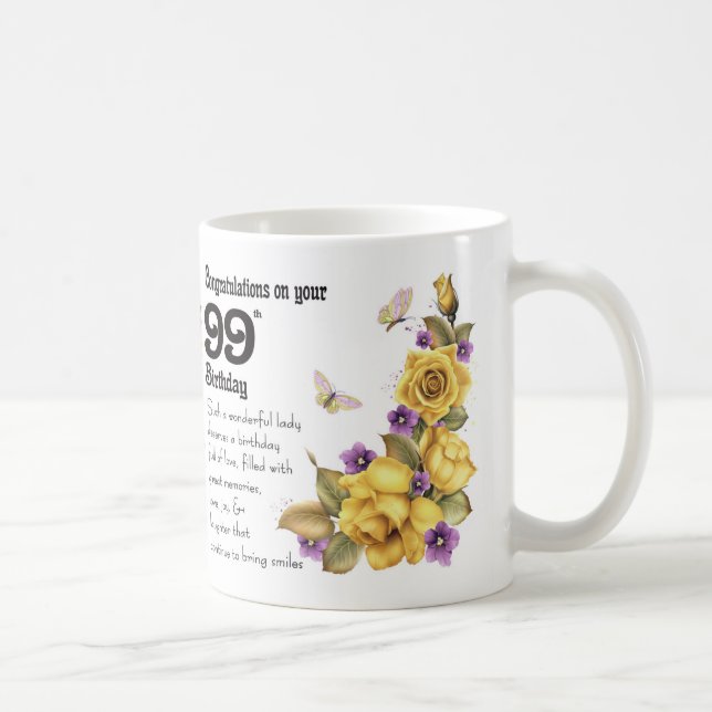 De Café 99.o Rosa amarelo do aniversário e caneca do (Direita)