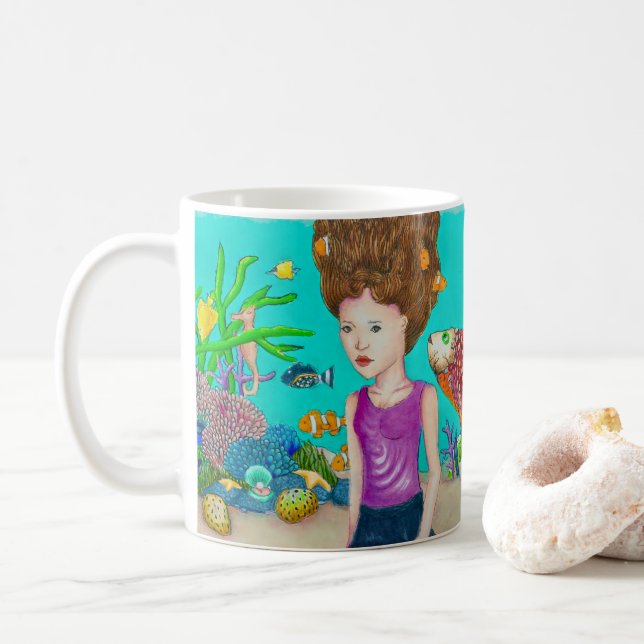 De Café A bela caneca do oceano (Com Donut)