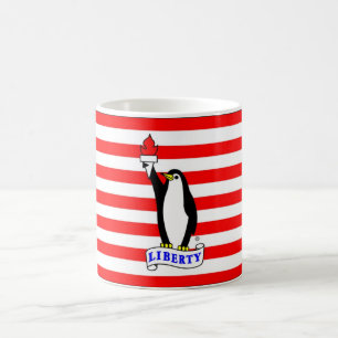 De Café A caneca da bandeira do pinguim da liberdade