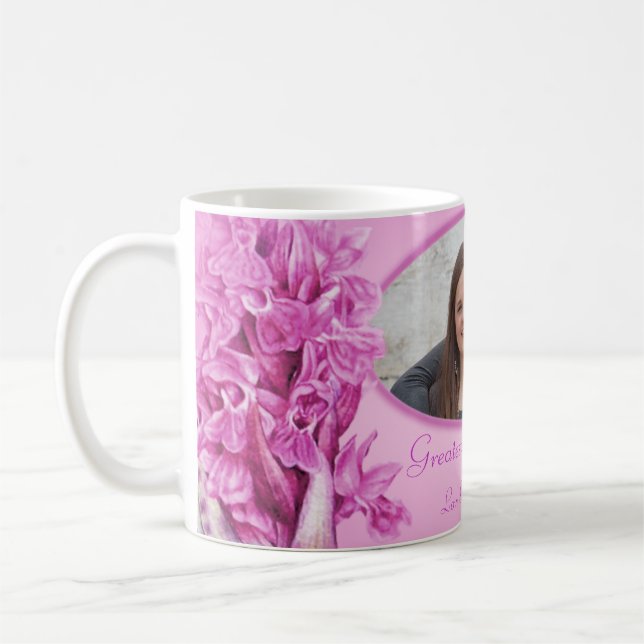De Café A caneca da "própria foto" da orquídea rosa da Gra (Esquerda)