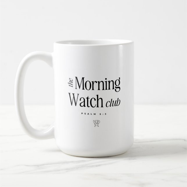 De Café A caneca do Morning Watch Club (Esquerda)
