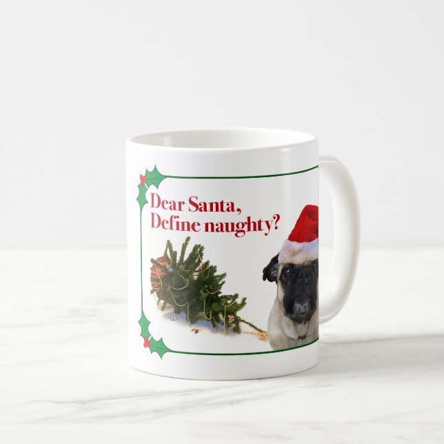 De Café A caneca impertinente do feriado do Pug (Frente Esquerda)