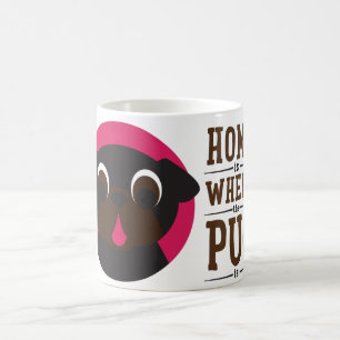 De Café A casa é o lugar onde o Pug é caneca do chá do
