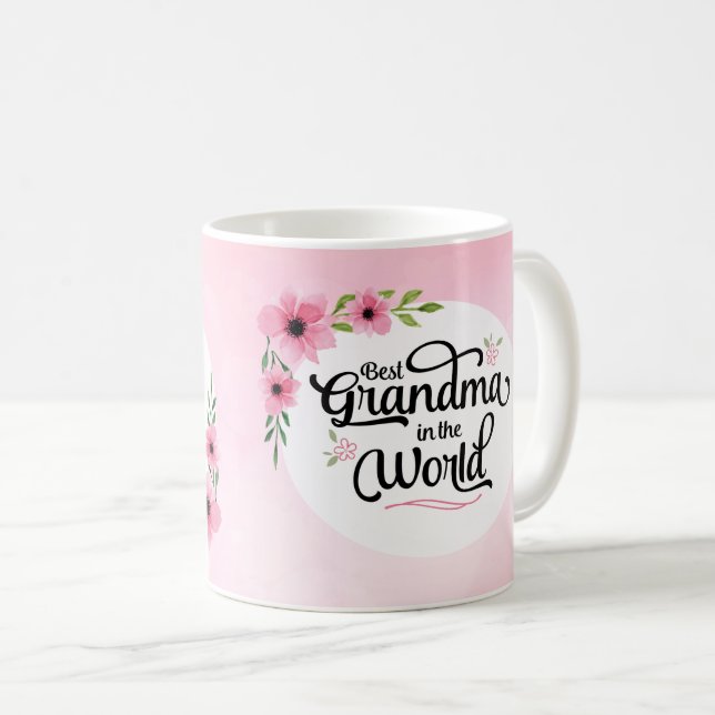 De Café A melhor avó na caneca da flor do mundo (Frente Esquerda)