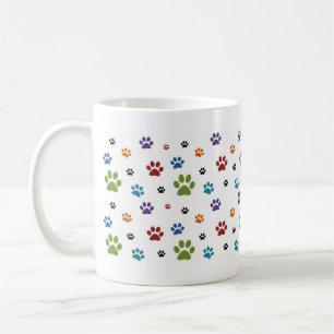 De Café A pata colorida do cão imprime a caneca