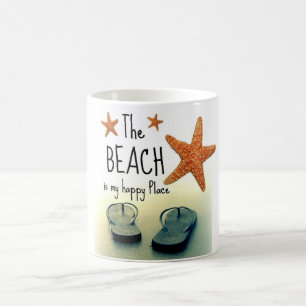 De Café A praia é minha caneca feliz dos chinelos do luga