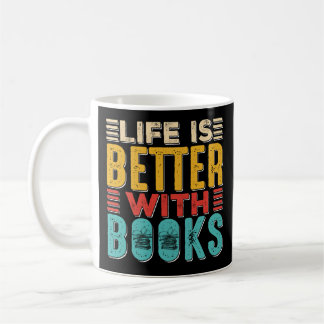 De Café A vida é melhor com livros caneca preta