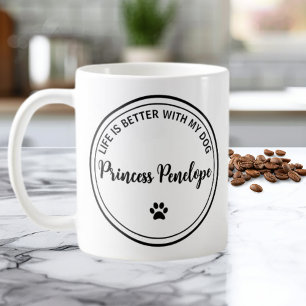 De Café A Vida É Melhor Com Meu Cachorro Caneca Personaliz
