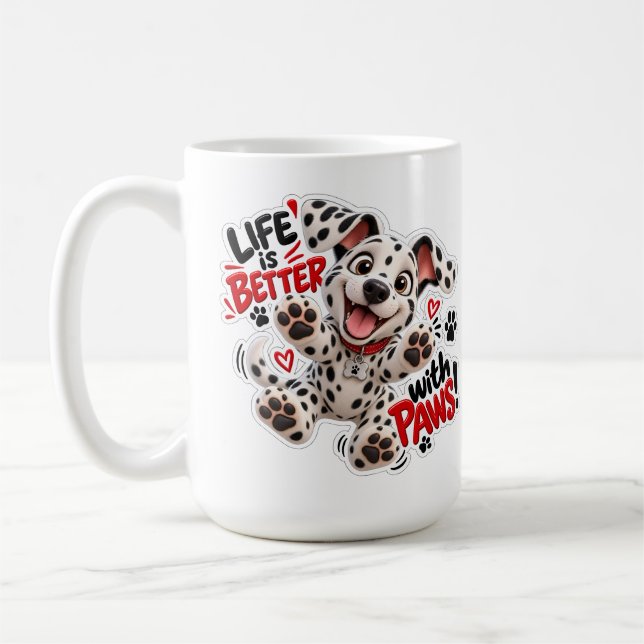 De Café 🐾☕ A Vida é Melhor com Patas Caneca Dalmatian 💖 (Esquerda)