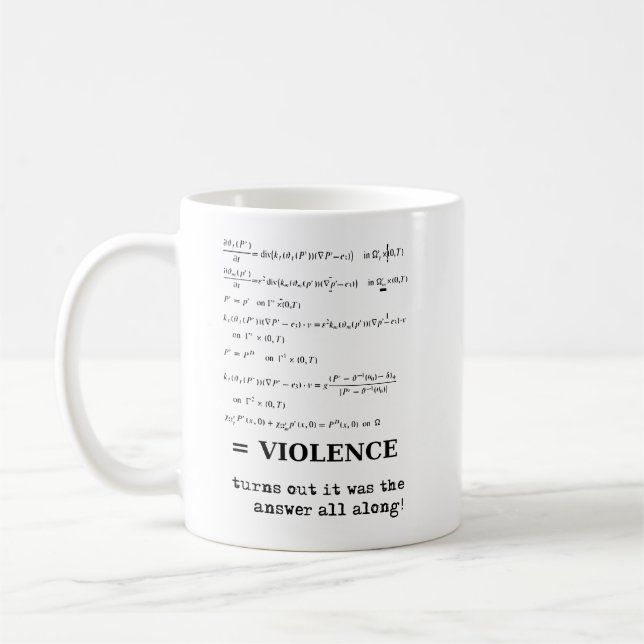 De Café A Violência É A Resposta Caneca Divertida Humor (Esquerda)