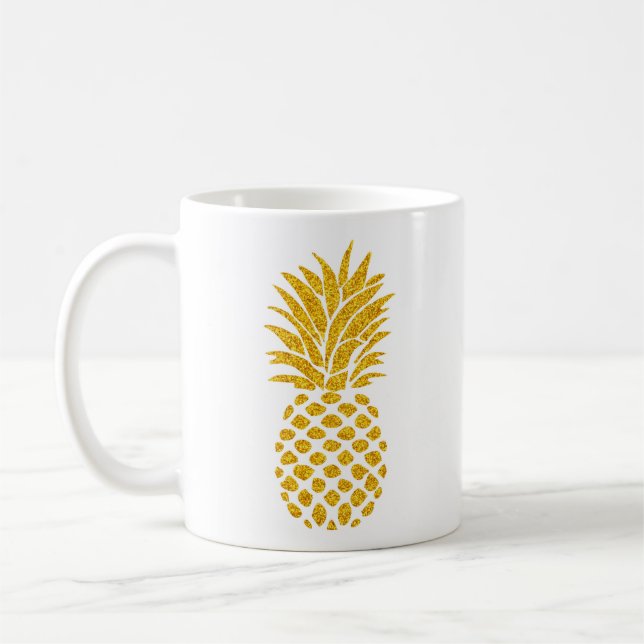 De Café Abacaxi Dourado - caneca branca clássica (Esquerda)