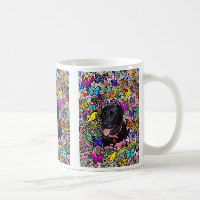 De Café Abby na caneca das borboletas - Labrador preto (Direita)