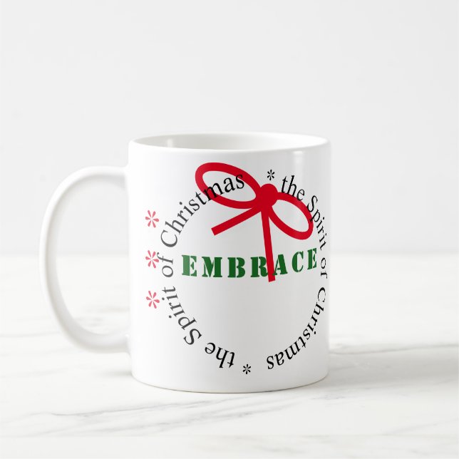 De Café Abrace o espírito da caneca da alegria do Natal (Esquerda)