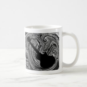 De Café Abstrato suga caneca guitarra, preta e branca