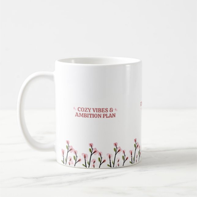 De Café Aesthetic Study Girl Caneca Cozy vibes com Floral (Esquerda)