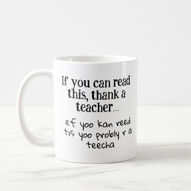 De Café Agradeça a um Professor Caneca engraçada fonética  (Esquerda)