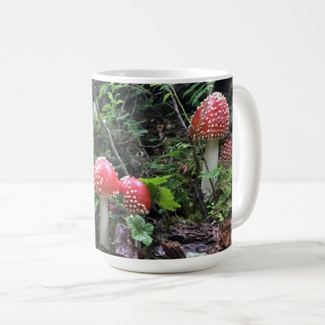 De Café Amanita Muscaria Mushroom - 15 oz. Caneca (Frente Esquerda)