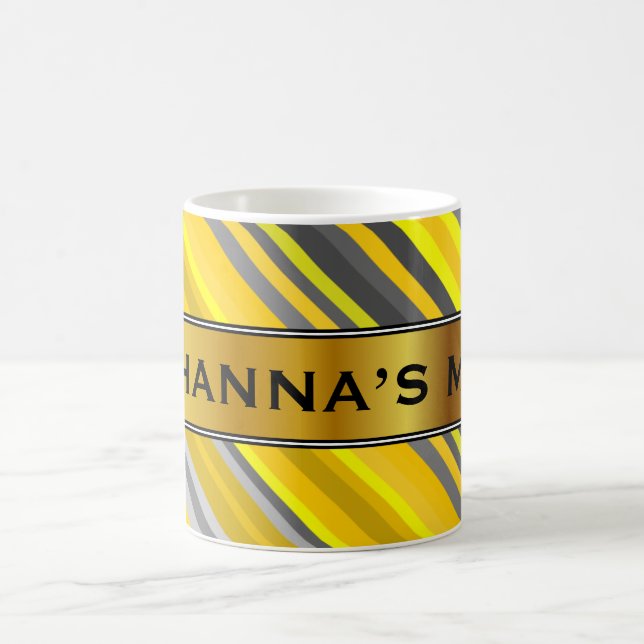De Café Amarelo & cinzas listra o teste padrão + Caneca (Centro)