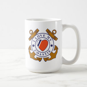 De Café Ame minha caneca cruzada Coastie da âncora