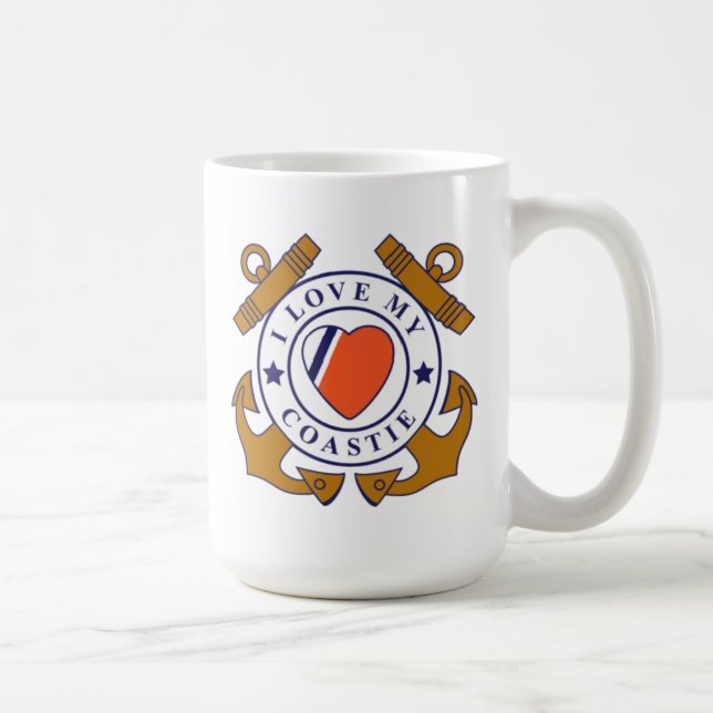 De Café Ame minha caneca cruzada Coastie da âncora (Direita)