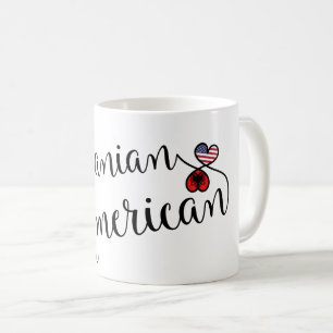 De Café Americano albanês caneca entrelaçada dos coraç